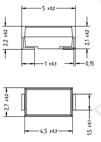 Mechanical Drawing - Diotec Semiconductor SK36SMA Schottky Diode